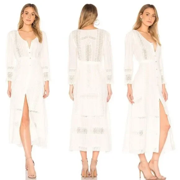 LoveShackFancy Desert Victorian lace Maxi Dress size 0 - Picture 3 of 15